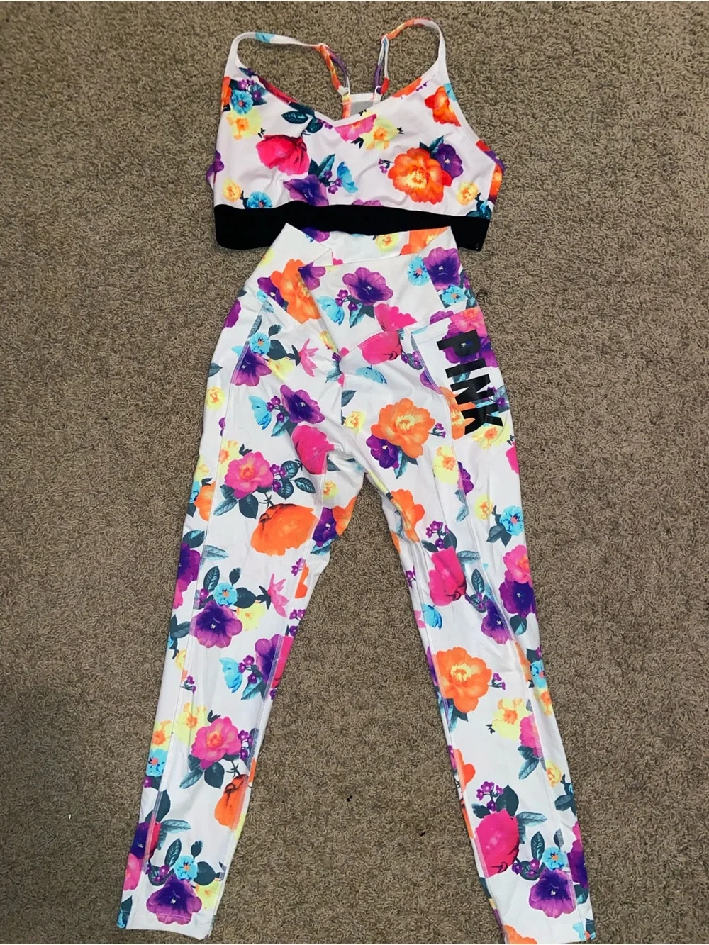 PINK Victoria's Secret Multicolor Floral Activewear Set - Picture 1 of 3